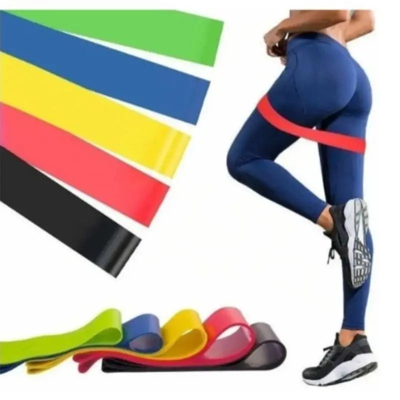 FlexBand™ - Kit de 5 Faixas Elásticas para Treino e Fisioterapia